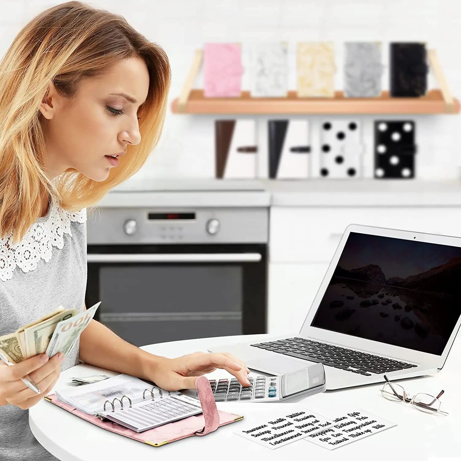 A6 Money Saving Organizer: PU Leather Budget Binder & Marble Notebook - Image 6