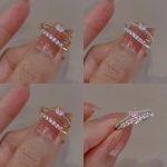 Aesthetic Elegant Dainty Crystal Heart Rings